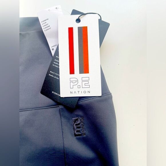 P.E Nation Full Force flared Leggings with split hem zip dark shadow gray NWT. M - Picture 11 of 13